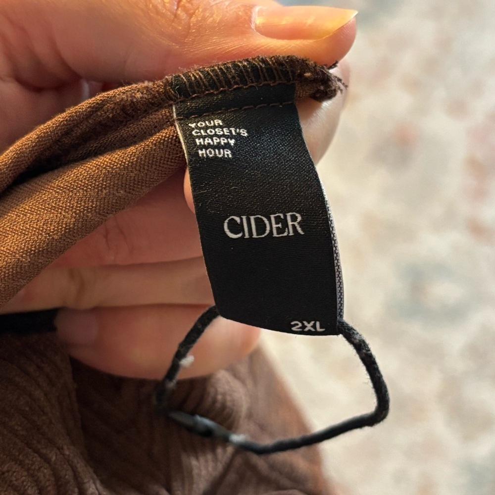 Cider Brown Corduroy Overalls with Orange Floral Embroidery - Picture 6 of 6